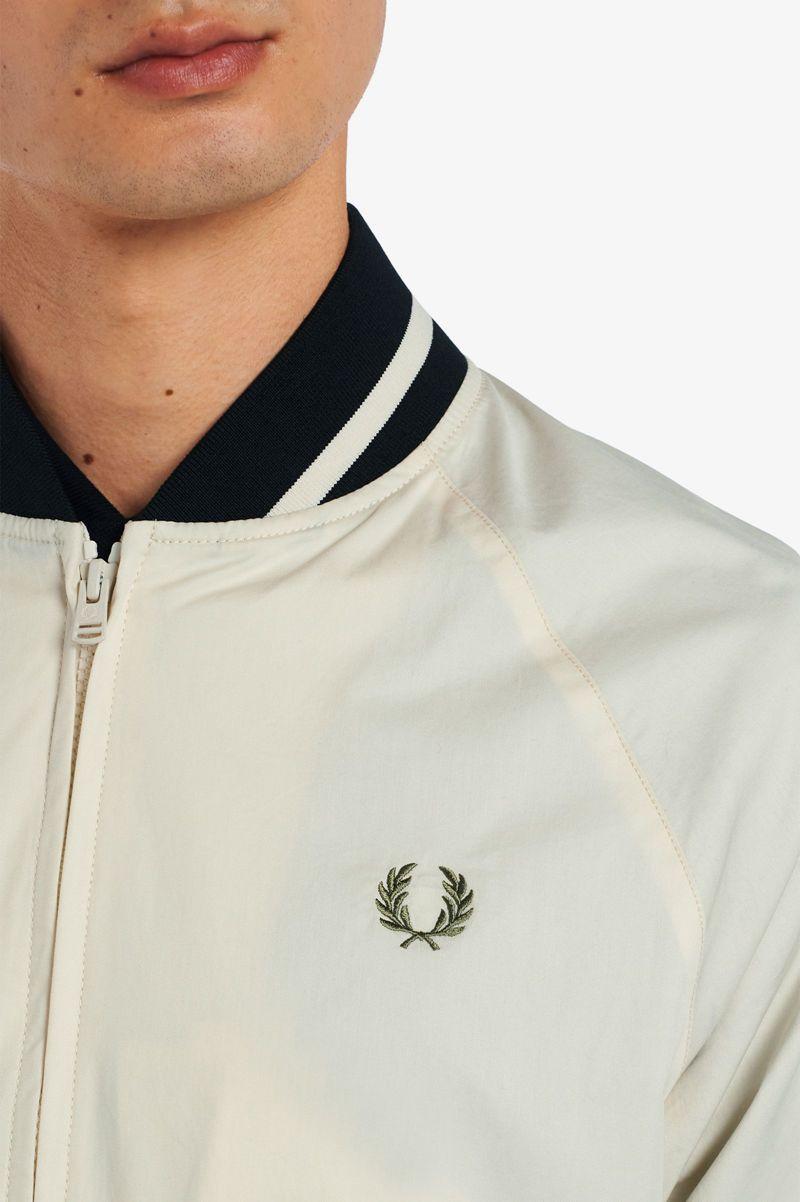 White Fred Perry Tennis Bomber Men's Jackets | PH 1263QMAZ